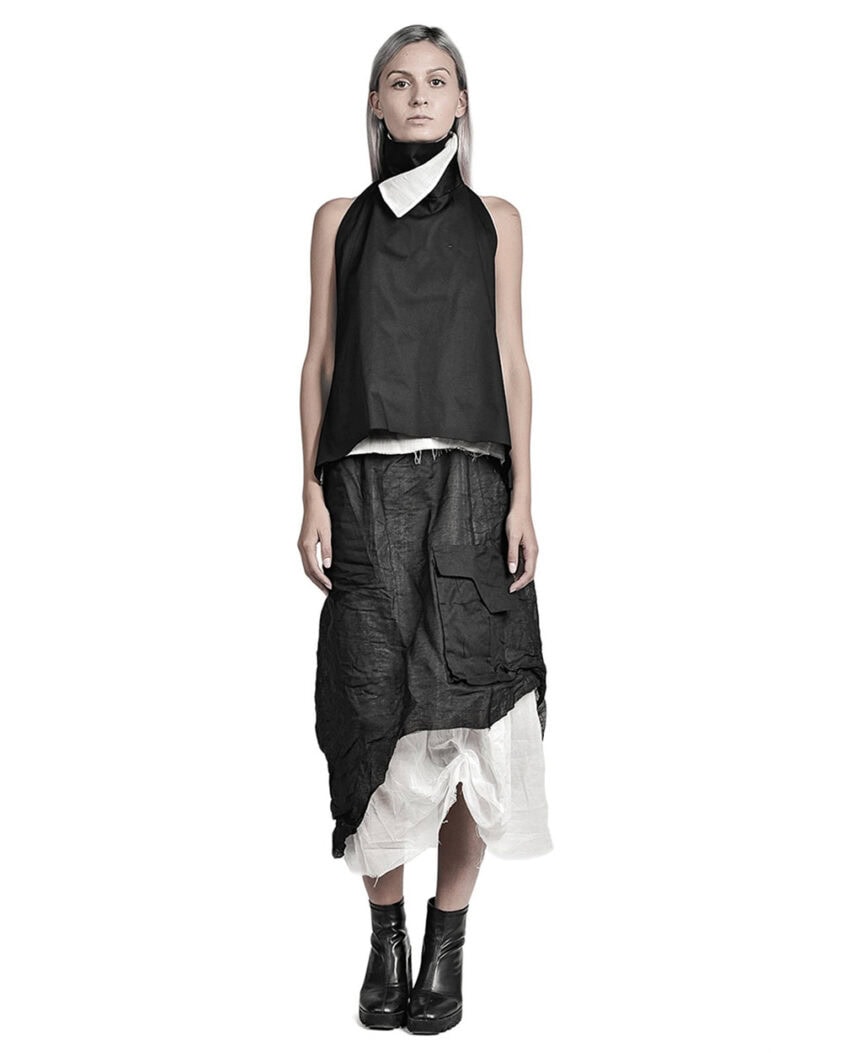 CONTRAST OPEN BACK LAYERED TOP