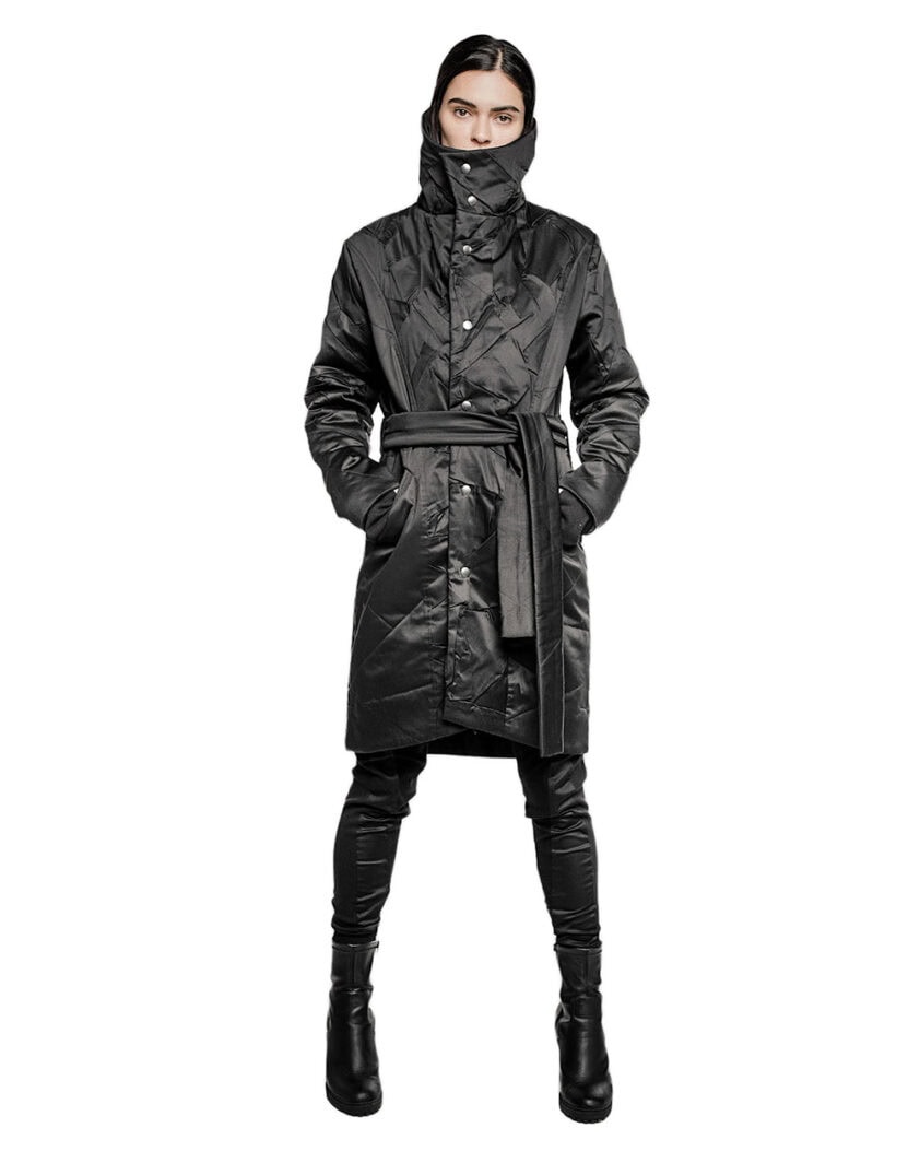 Crushed High Neck Wrapper Coat