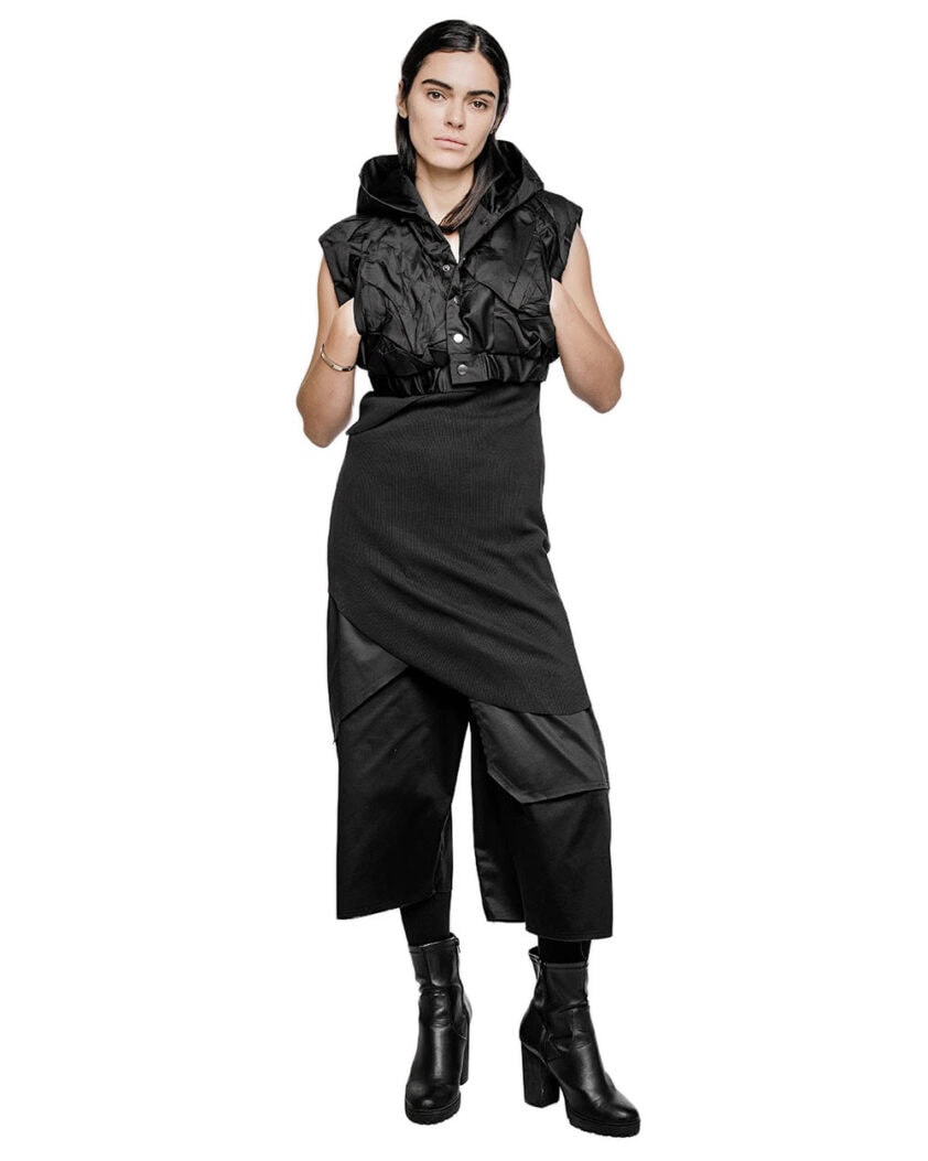 Hooded Crushed Crop Vest