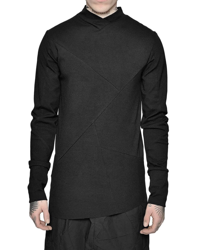 Paneled Collar Longsleeve Top