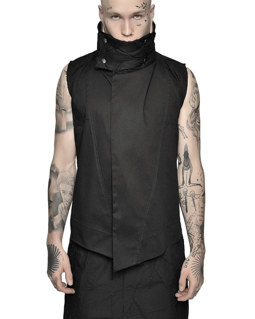 Segment High Neck Crushed Vest