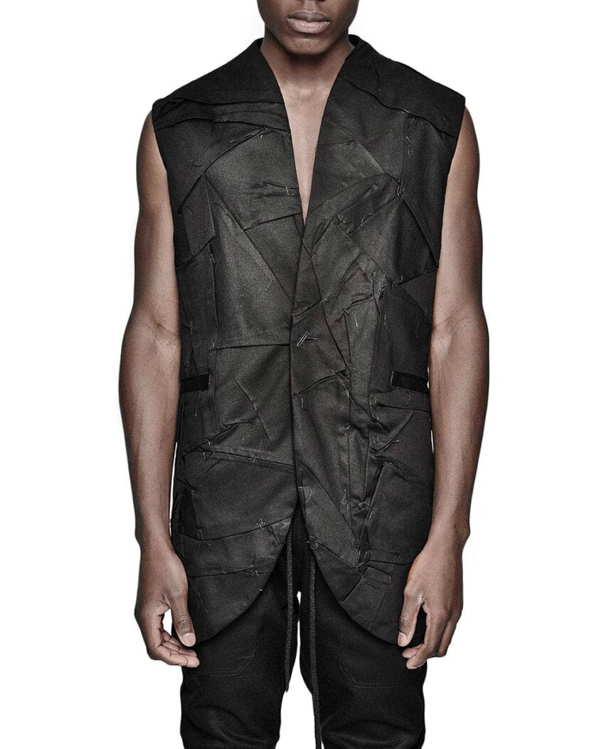 Crushed Sleeveless Vest Blazer