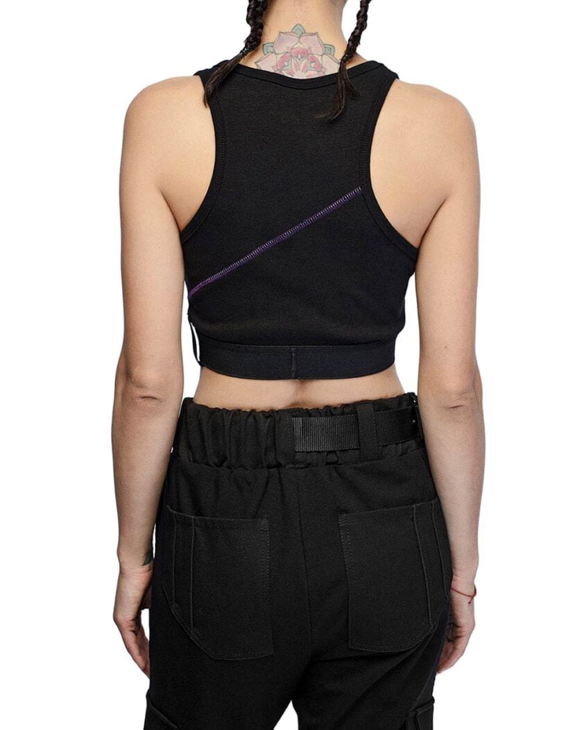 Angular Rib Knit Cropped Top