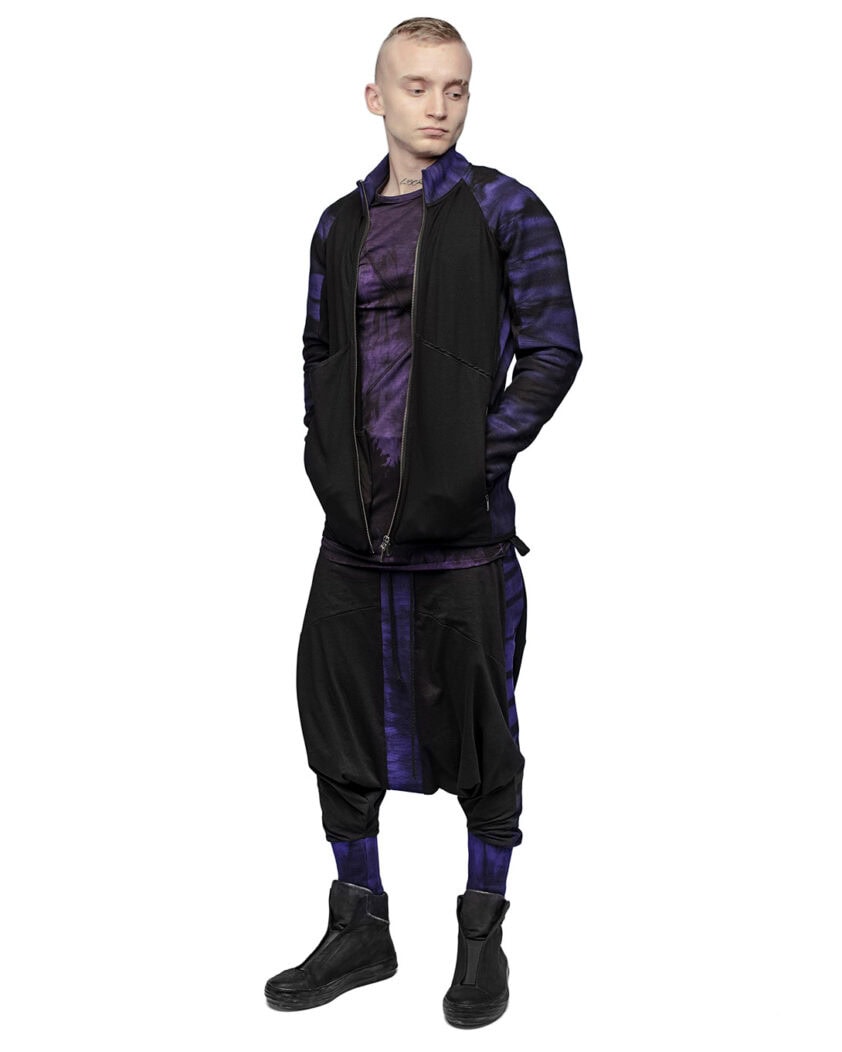 Wave Segment Dyed Violet Zip Sweatshirt