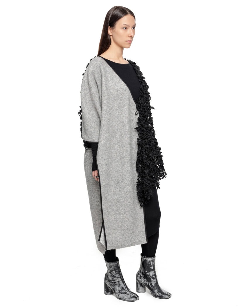 Deconstruct Wool Fiber Bond Contrast Poncho