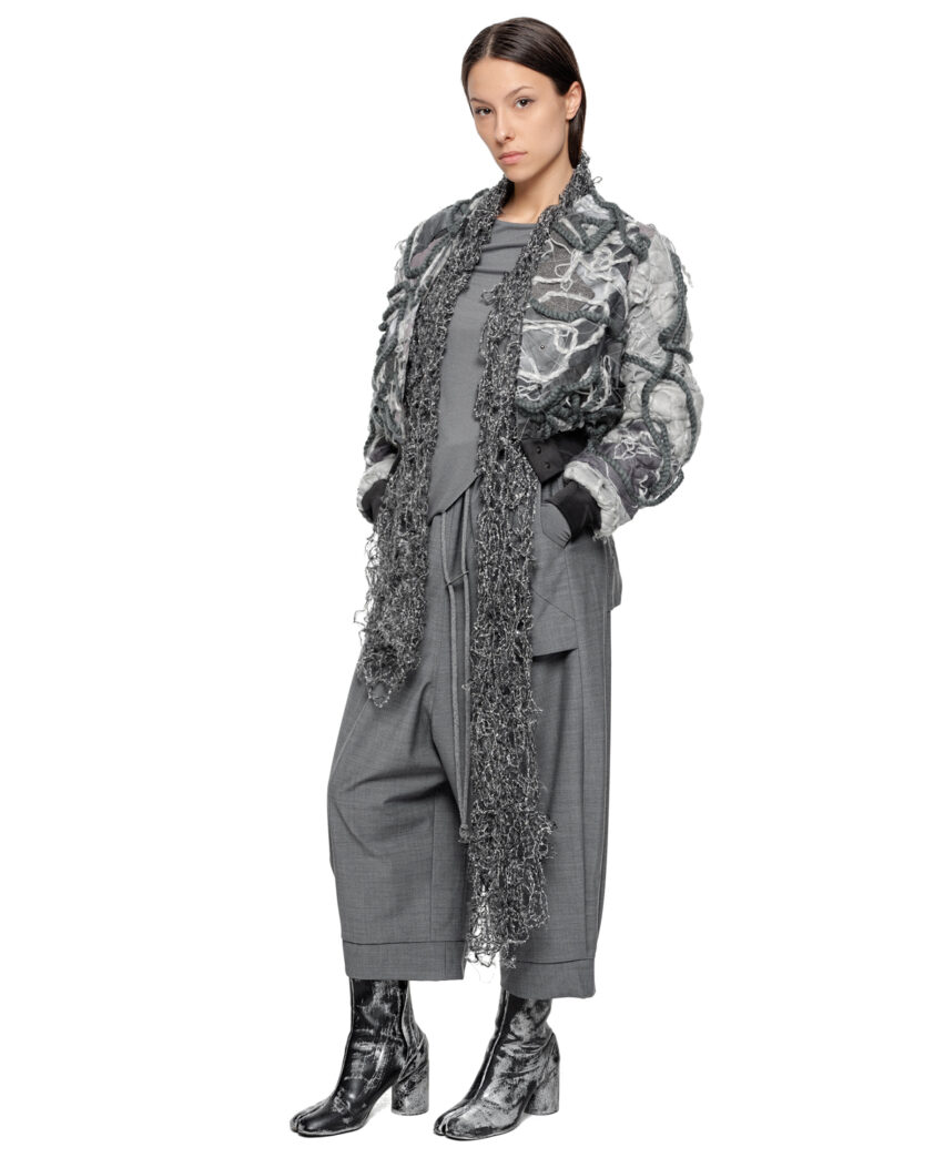 External Cropped Loose Grey Trousers