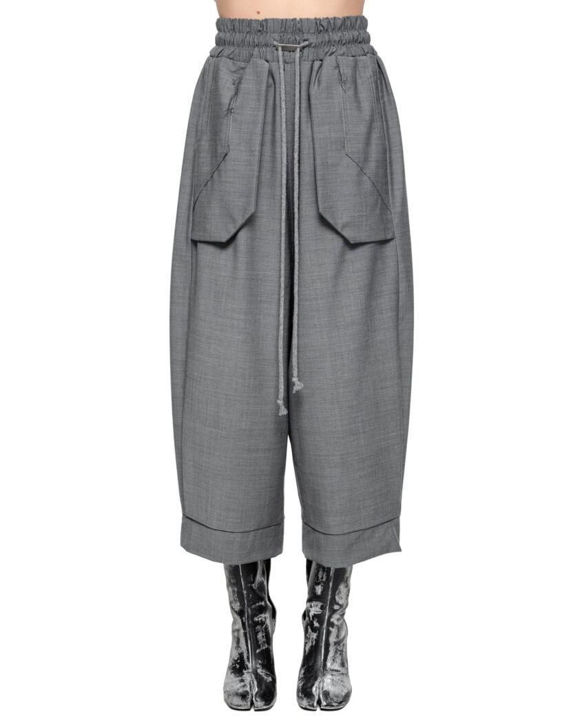 External Cropped Loose Grey Trousers