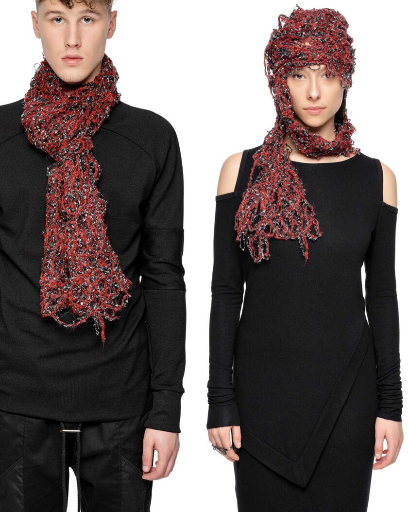 Phase Fiber Bond Red and Black Scarf