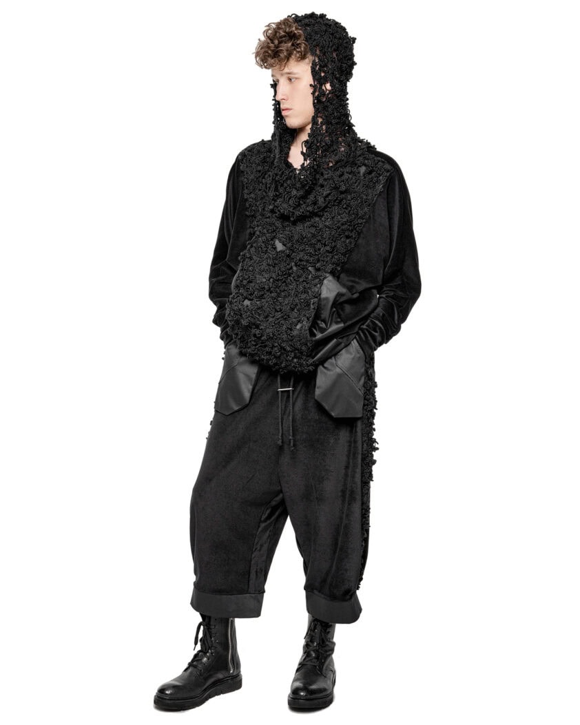 Velvet Fiber Bond Wide Crop Pants