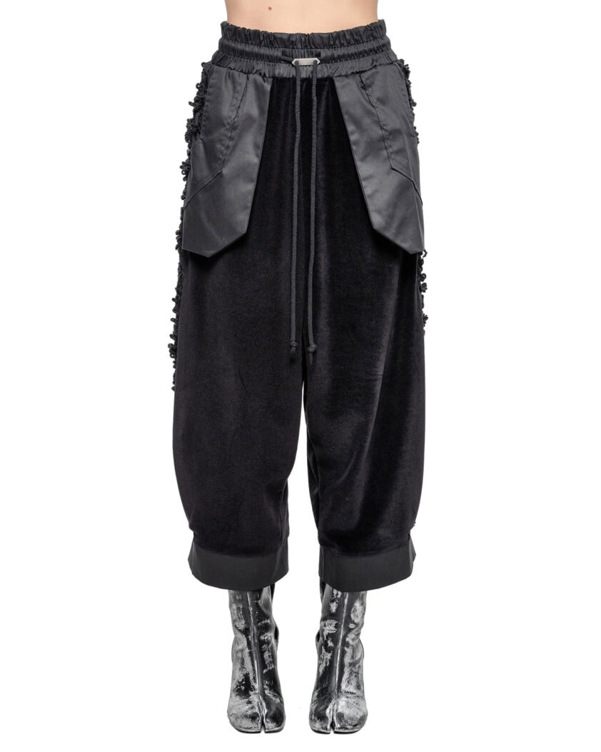 Velvet Fiber Bond Wide Crop Pants