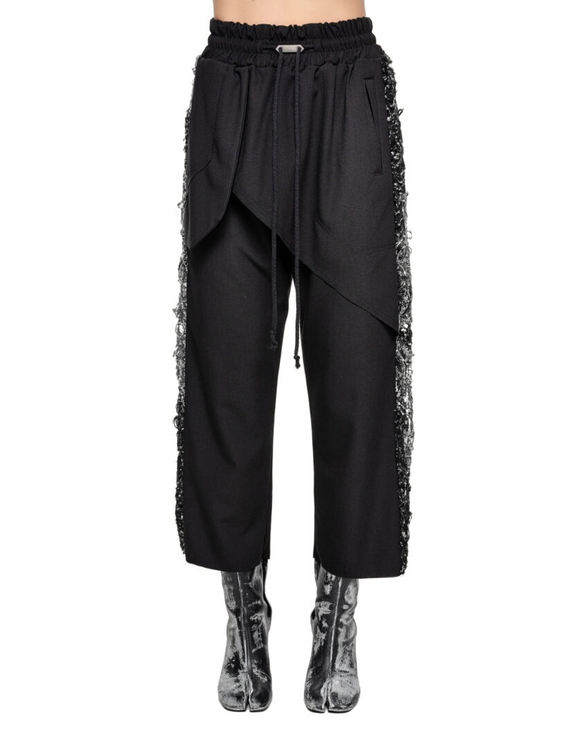 Wool Layered Fiber Bond Detail Pants