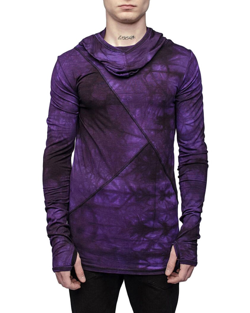 Segment Dyed Violet Hooded Top