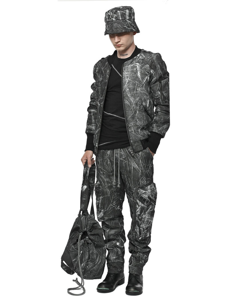 Crushed Object Coated Cargo Pants