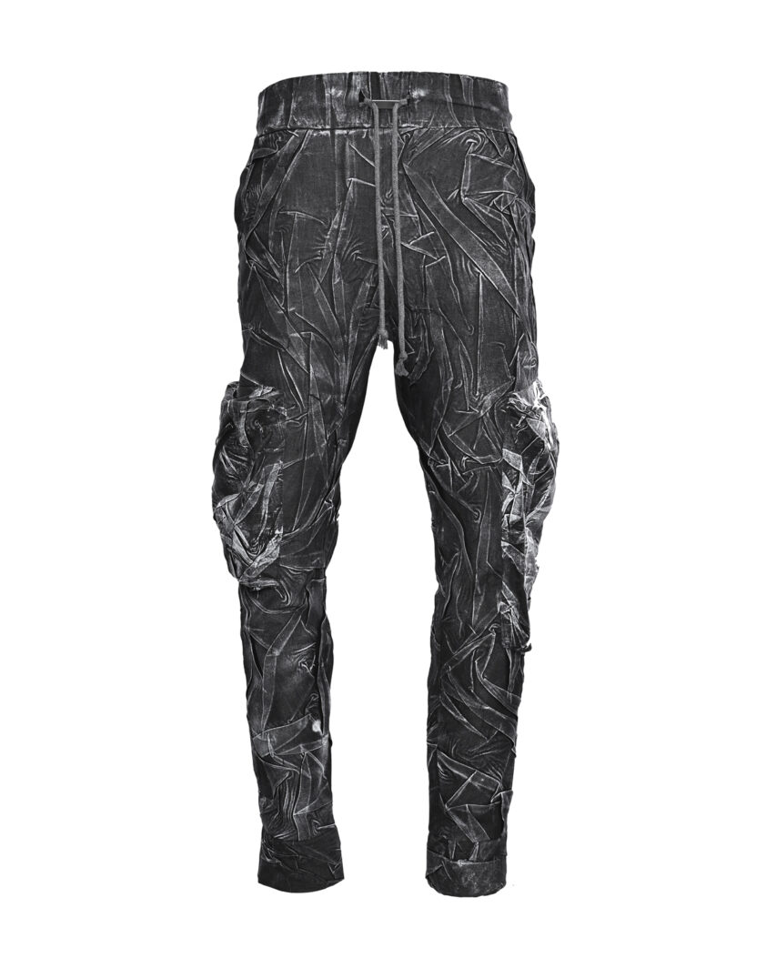 Crushed Object Coated Cargo Pants