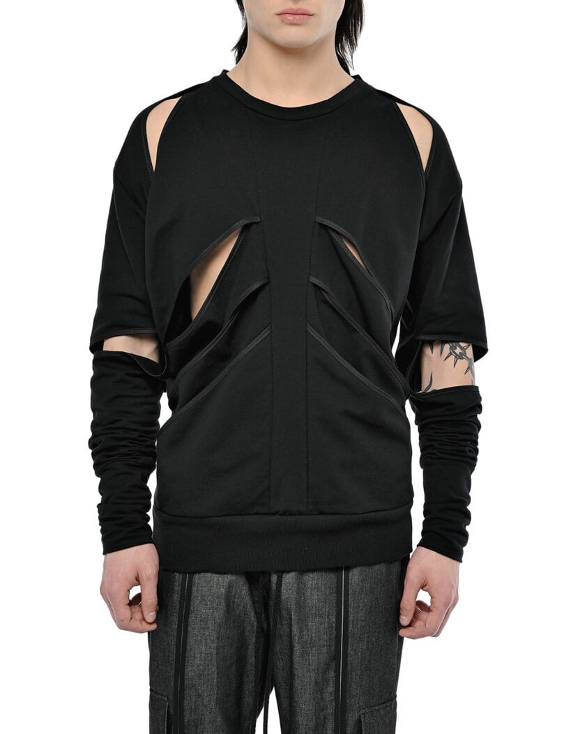 Division Rib Cut Long Sleeve Top