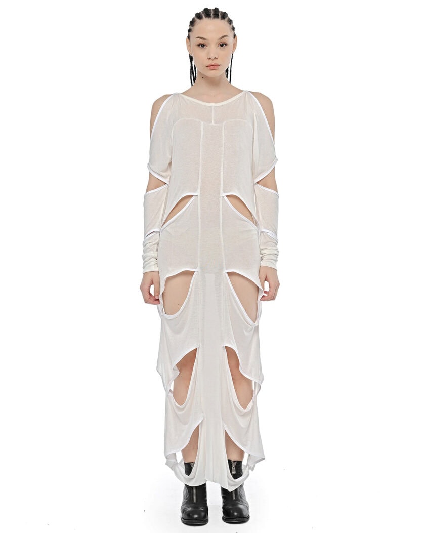 Elongated Division Cut Bone Dress