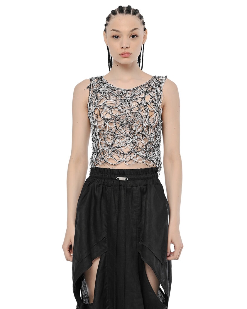 Web Fiber Bond Contrast Crop Top