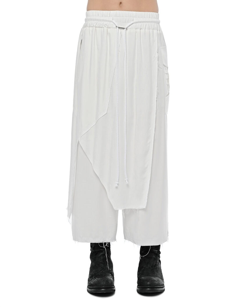 Wide Layered Crushed Cropped Pants