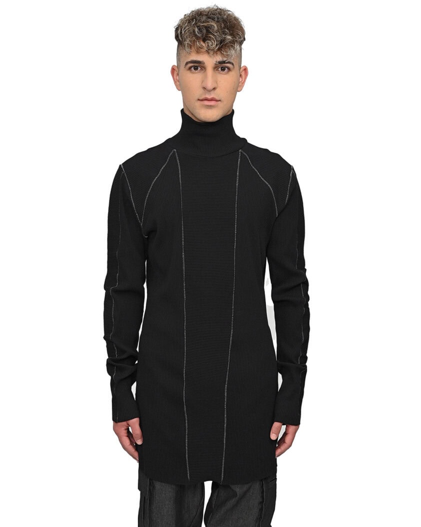 Angular High Neck Contrast Sweater