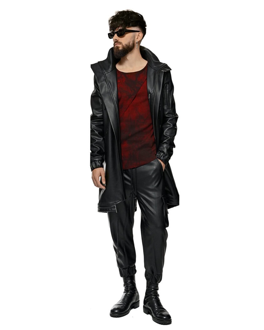 Leather Curve Cargo Vegan Pants