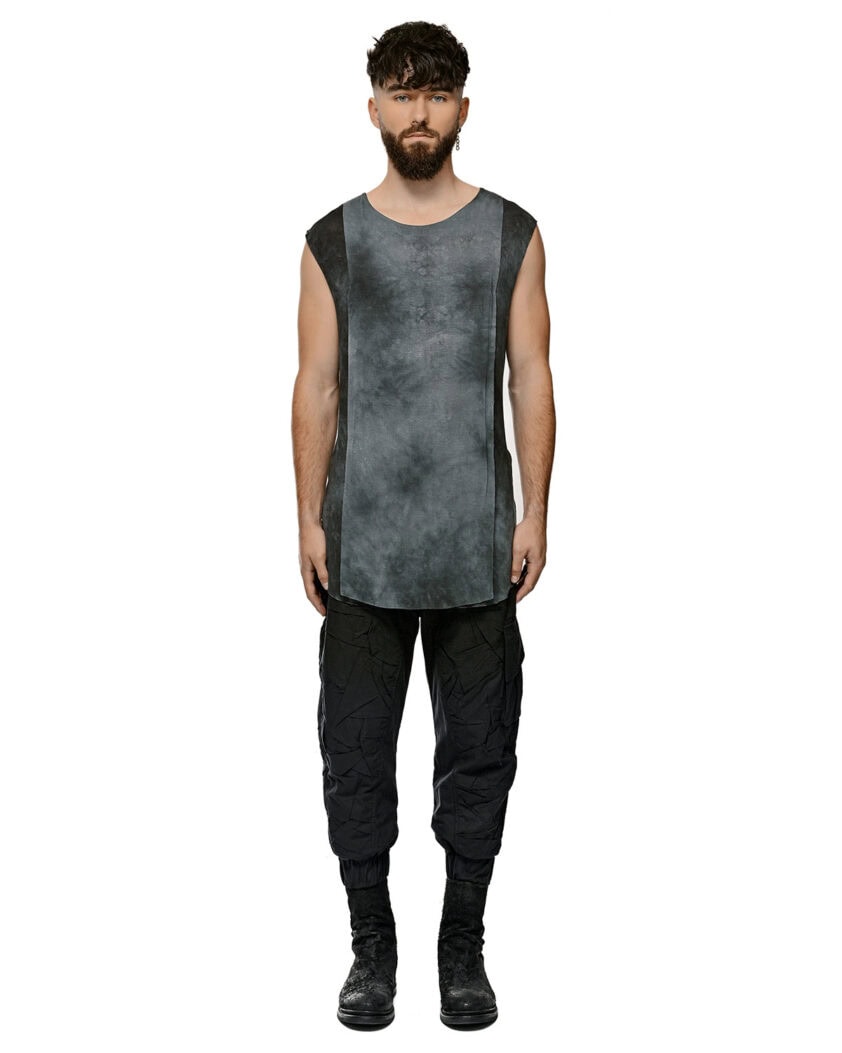 Indigo Dyed Layer Sleeveless T-Shirt