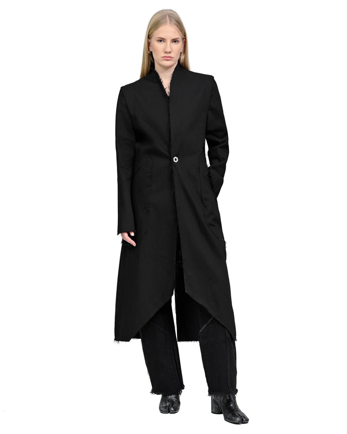 Black Long Denim Hexa Coat