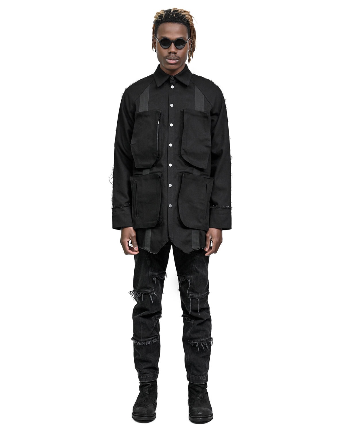 Denim Hexa Cargo Shirt Jacket