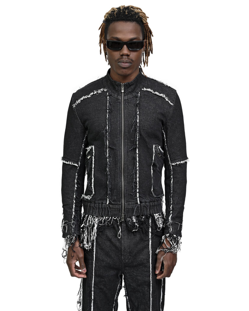 String Denim Raw Edge Jacket