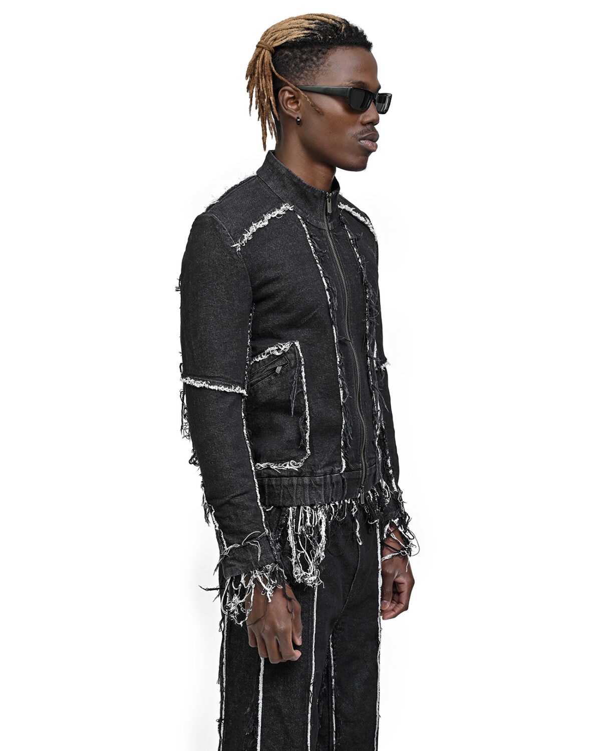 String Denim Raw Edge Jacket