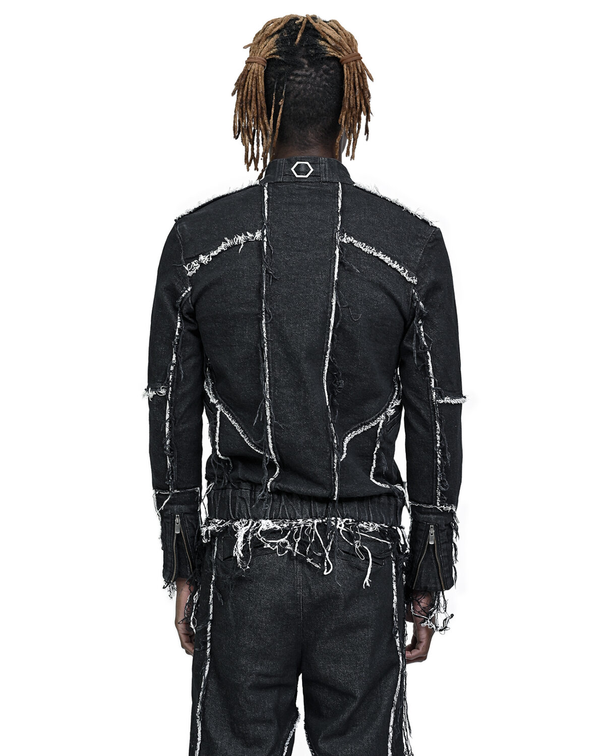 String Denim Raw Edge Jacket