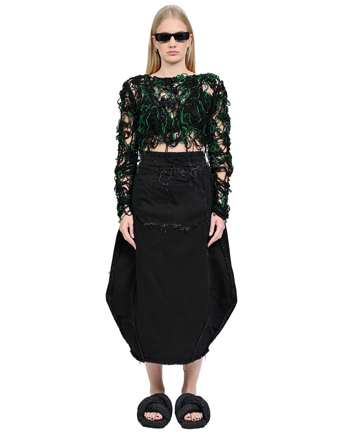 Fiber Bond Wrangle Crop Cut Sweater