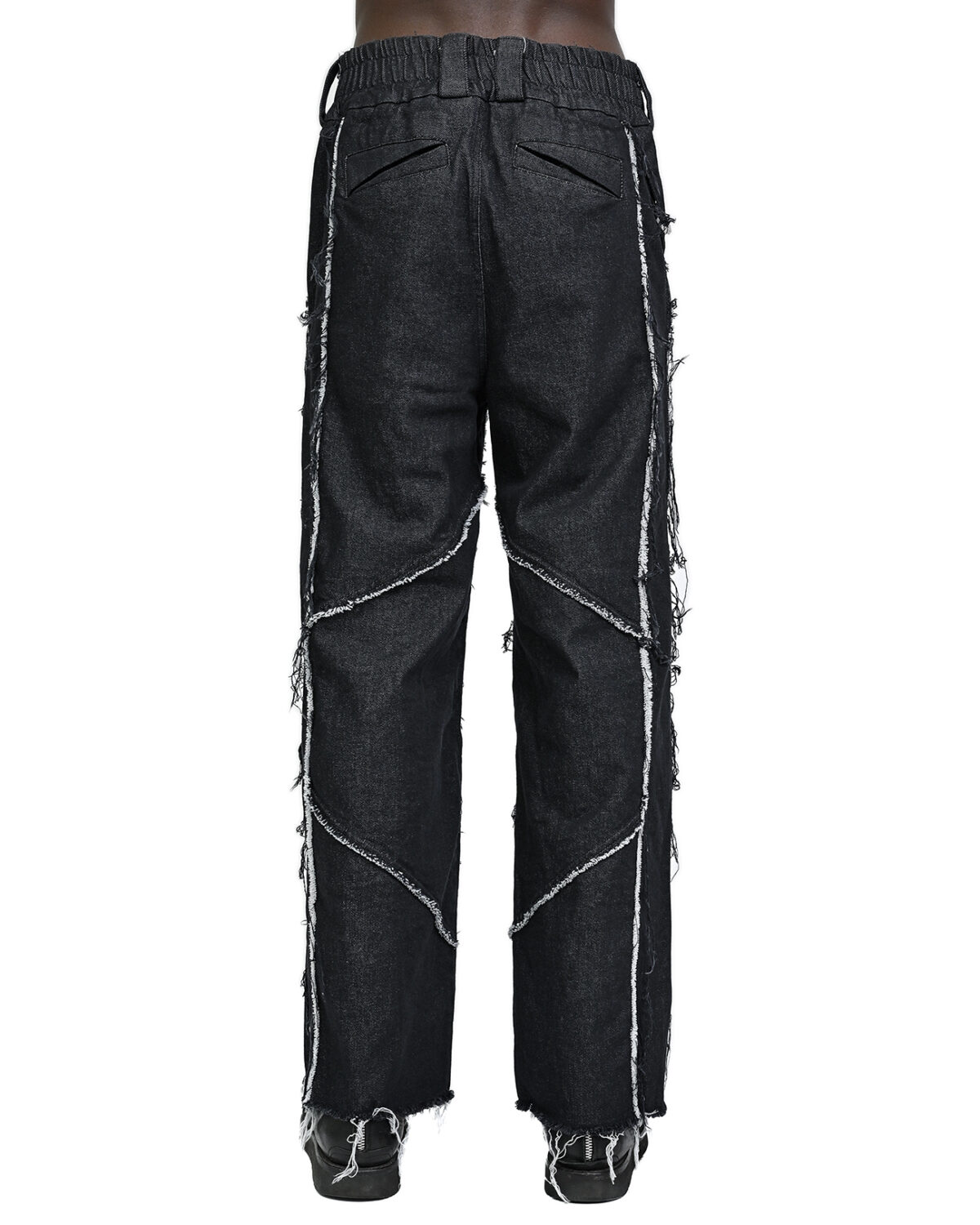 String Denim Raw Edge Trousers