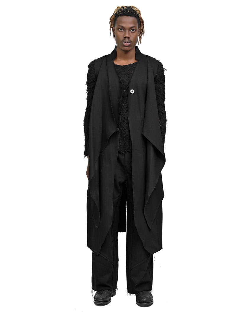 Hexa Long Layers Sleeveless Coat