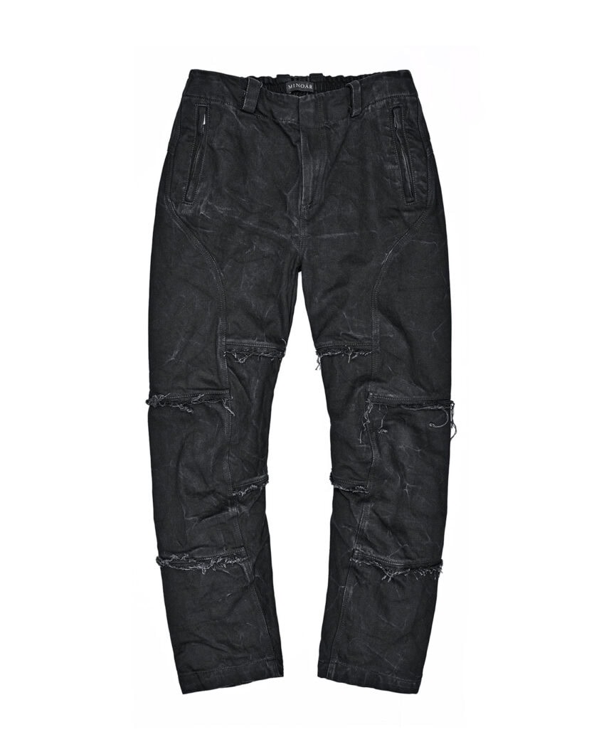String Denim Wash Curve Trousers