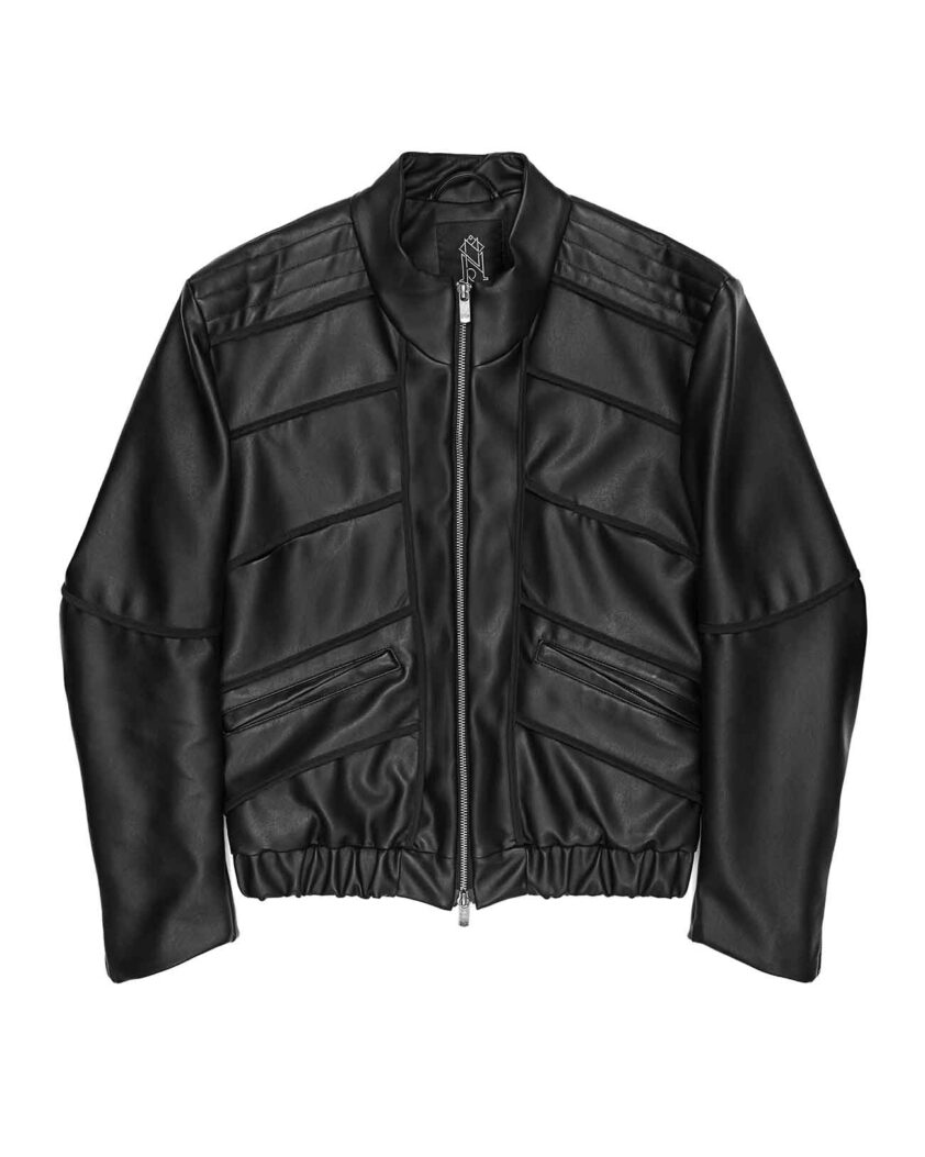 Particle Cut Leather Biker Jacket