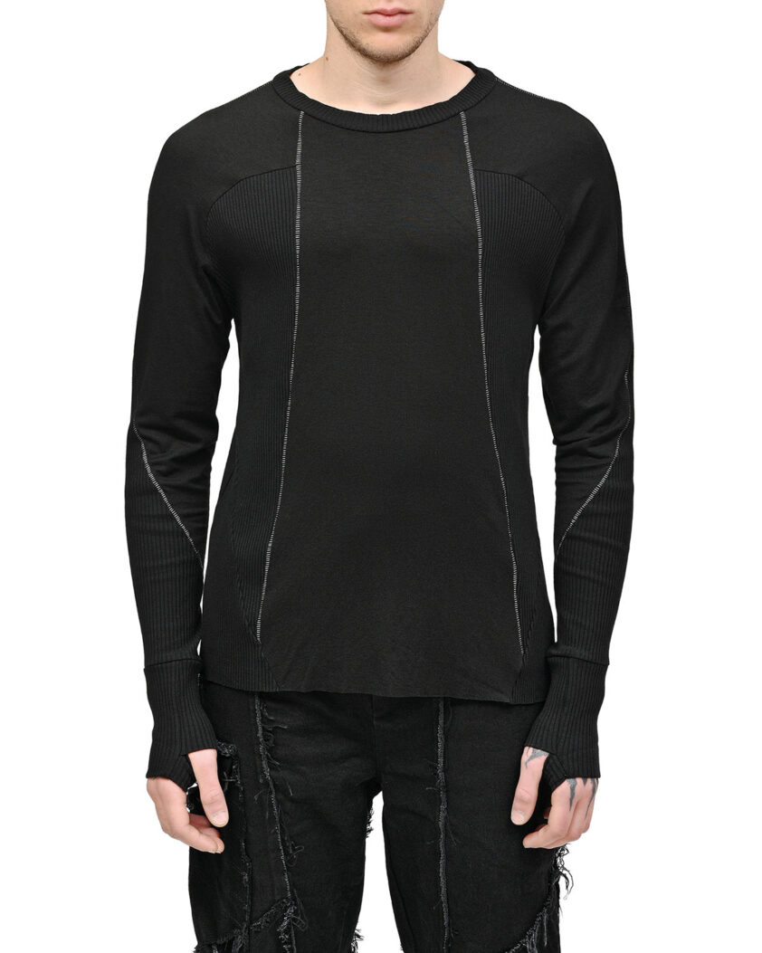 Contrast Scar-Stitch Segment Top