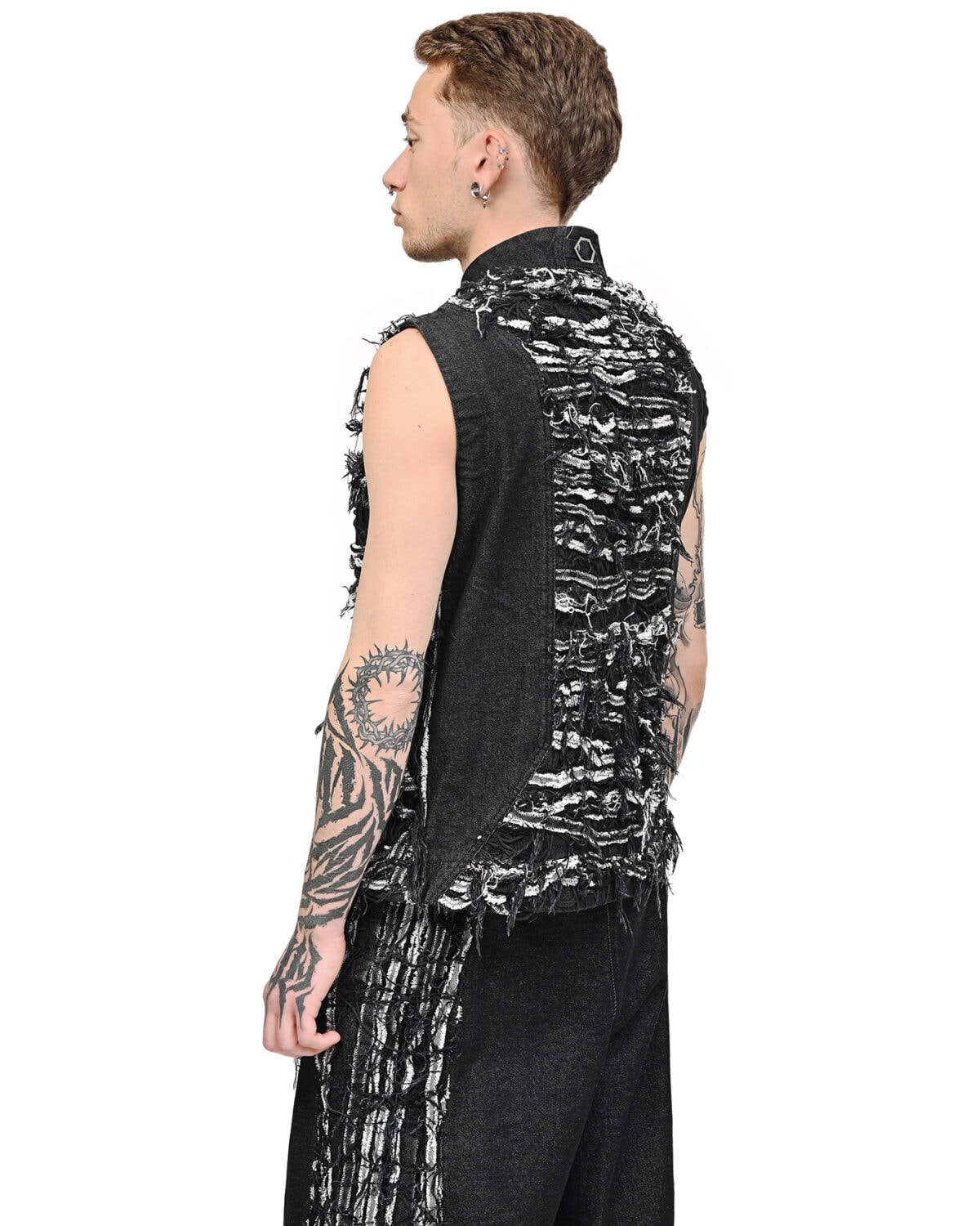 Distressed Linear Cut Vest