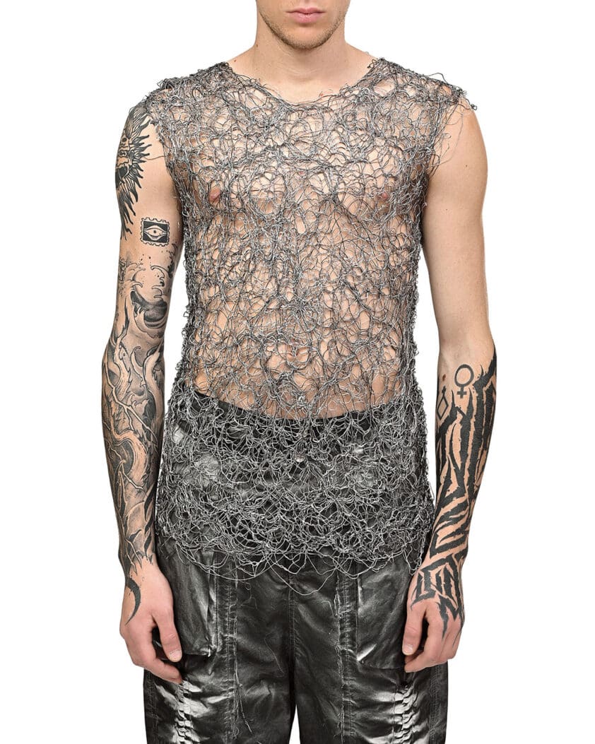 Fiber Web Contrast Sleeveless Top