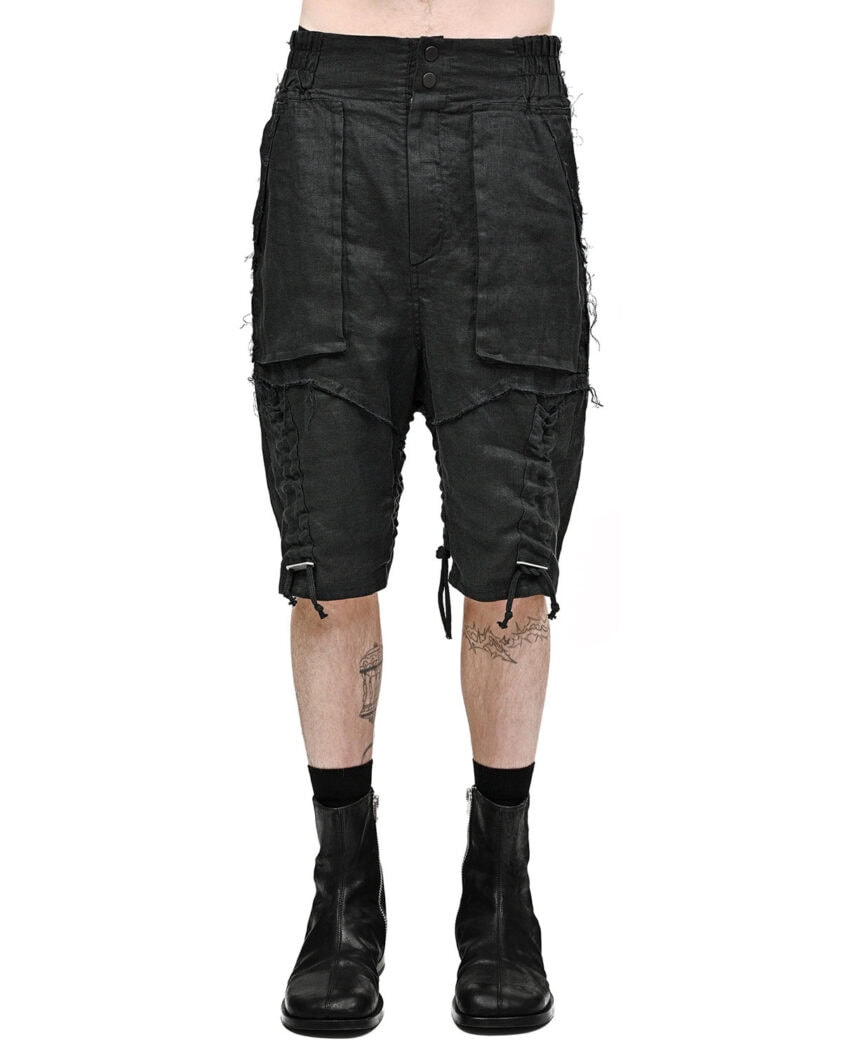 Linen Construct Raw Edge Shorts