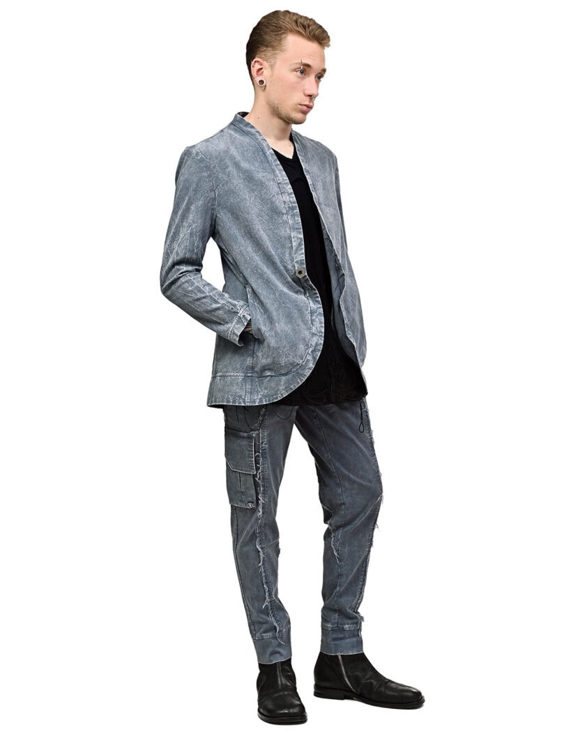 Slate High Textured Biker Pants