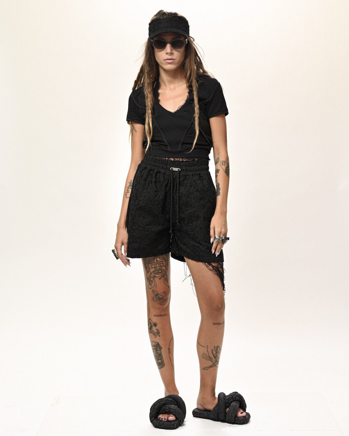 Fiber Bond Black Crop Shorts