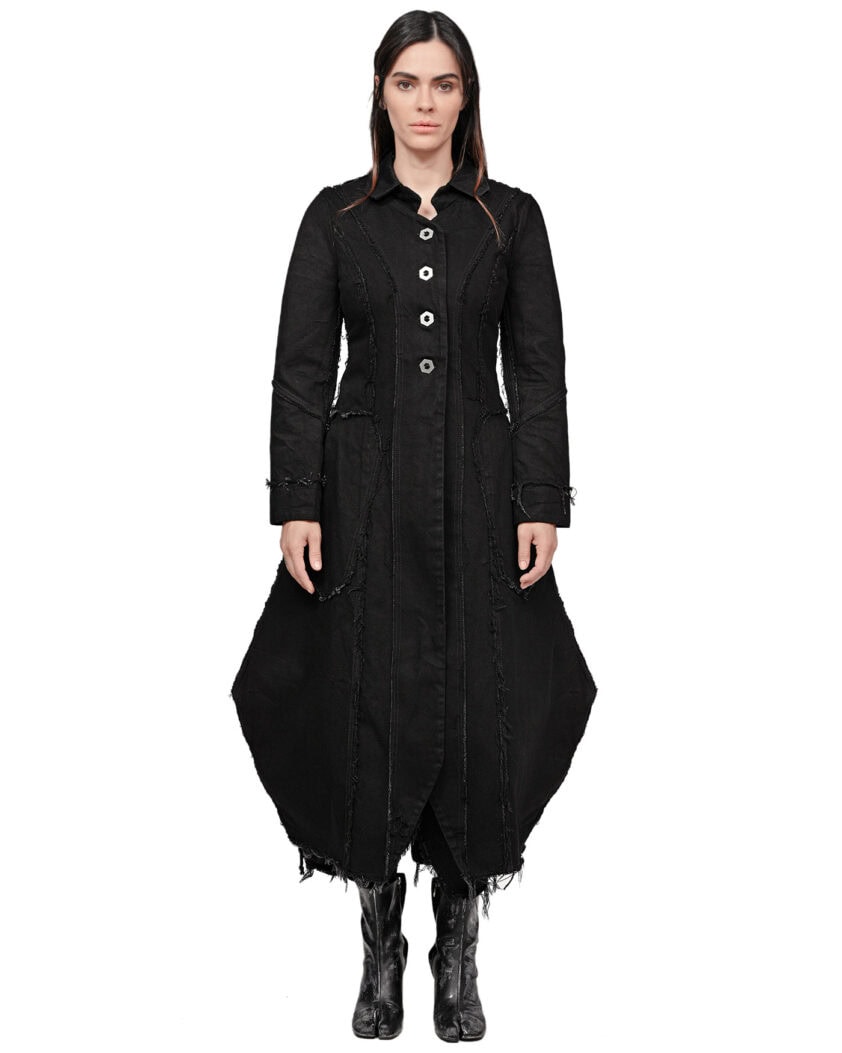 Angular Denim Washed Collar Coat