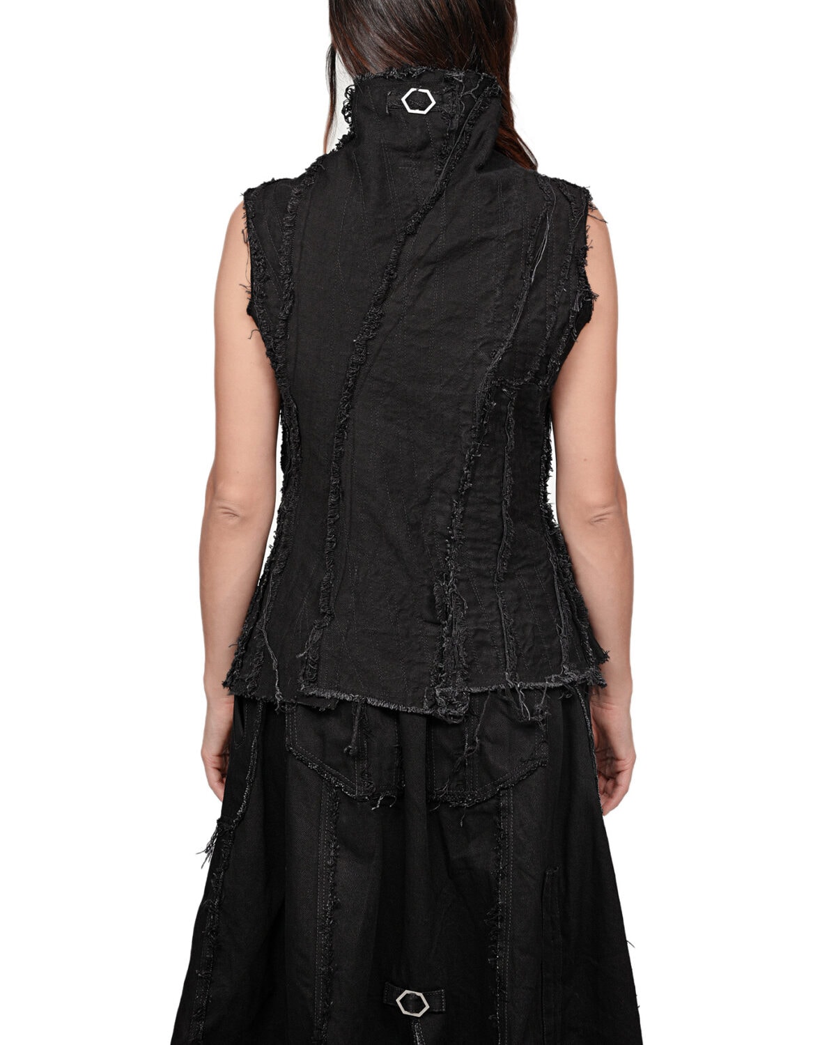 Distressed Linear Split Edge Vest