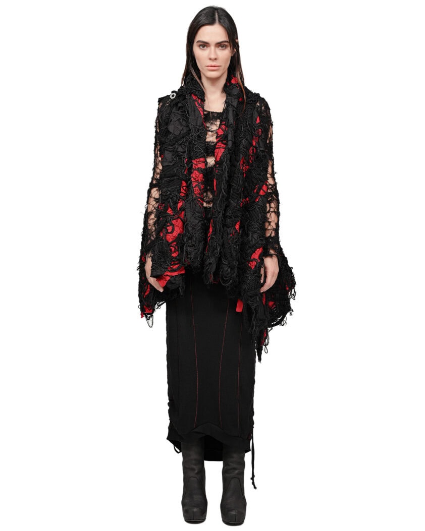 Fiber Bond Patch Volume Sleeveless Cardigan