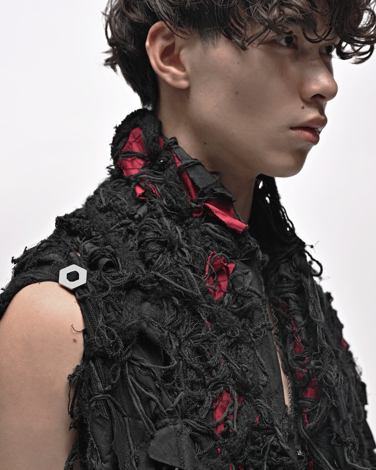 Fiber Bond Patch Volume Sleeveless Cardigan