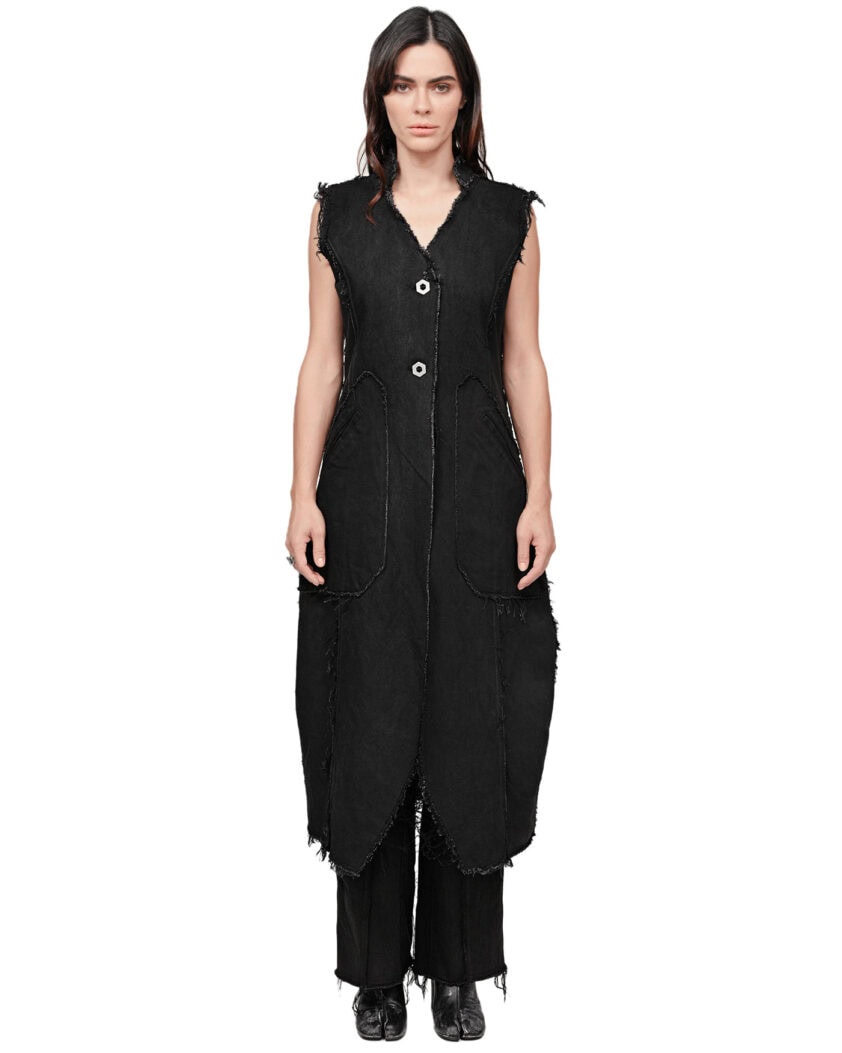 Hexa Layers Sleeveless Denim Coat