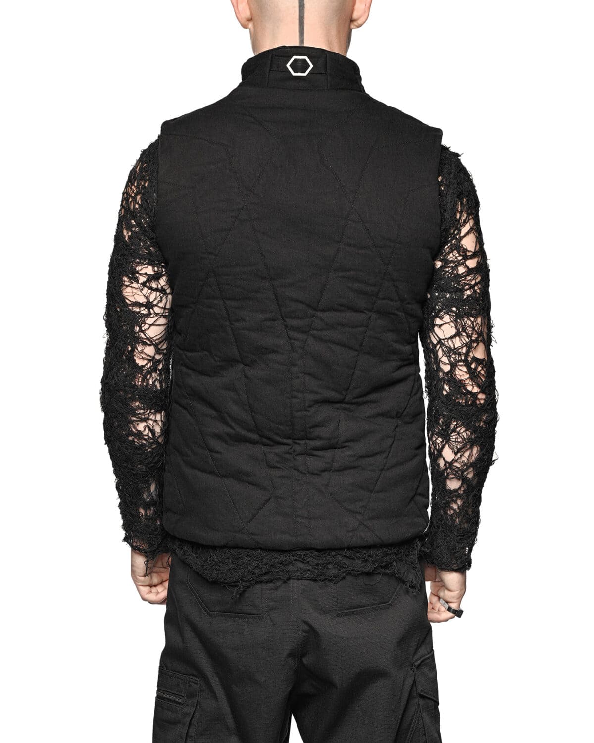 Linear Quilt Denim Puffer Vest